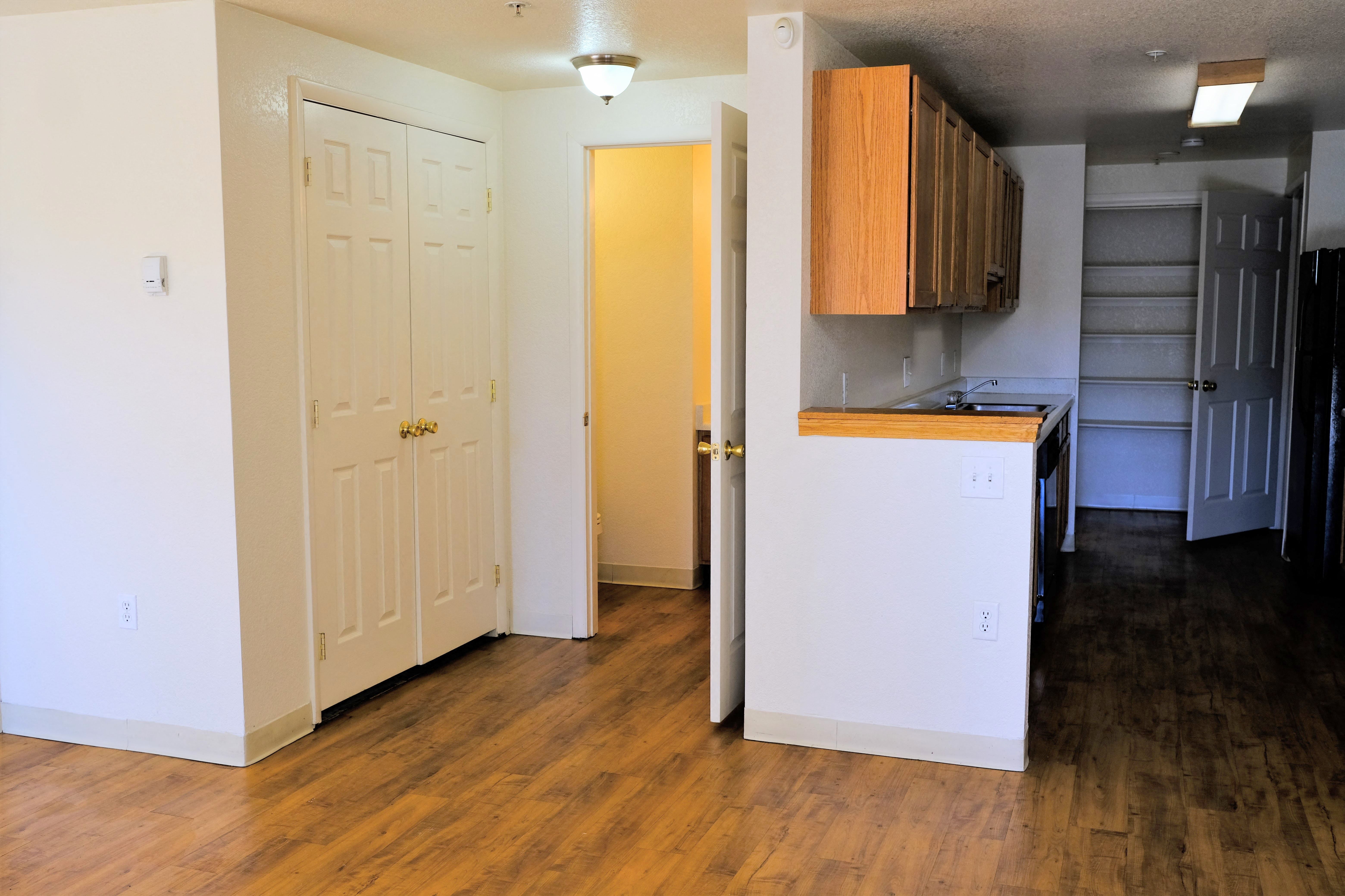 View of kitchen and half bath